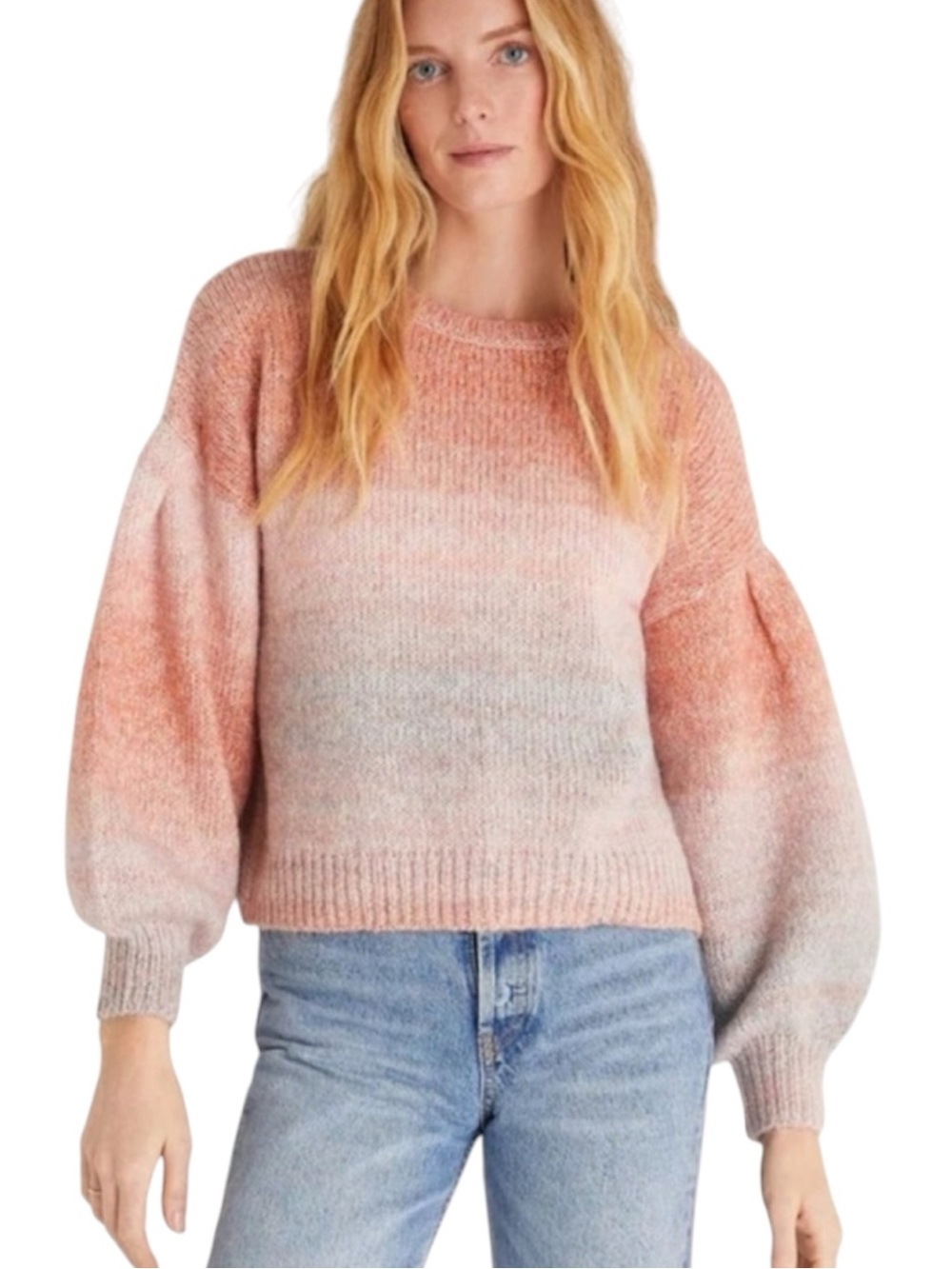 Z Supply Ombre Oversized Sweater Pink Gray Balloon Sleeve Medium